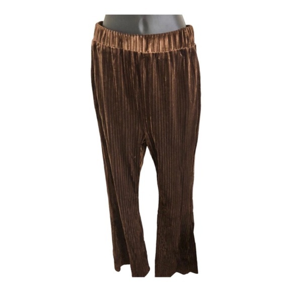 Brown corduroy velvet look flare‎ leg pants size large new - Picture 3 of 9